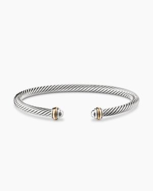 Classic Cable Bracelet Sterling Silver with 18K Yellow Gold, 4mm