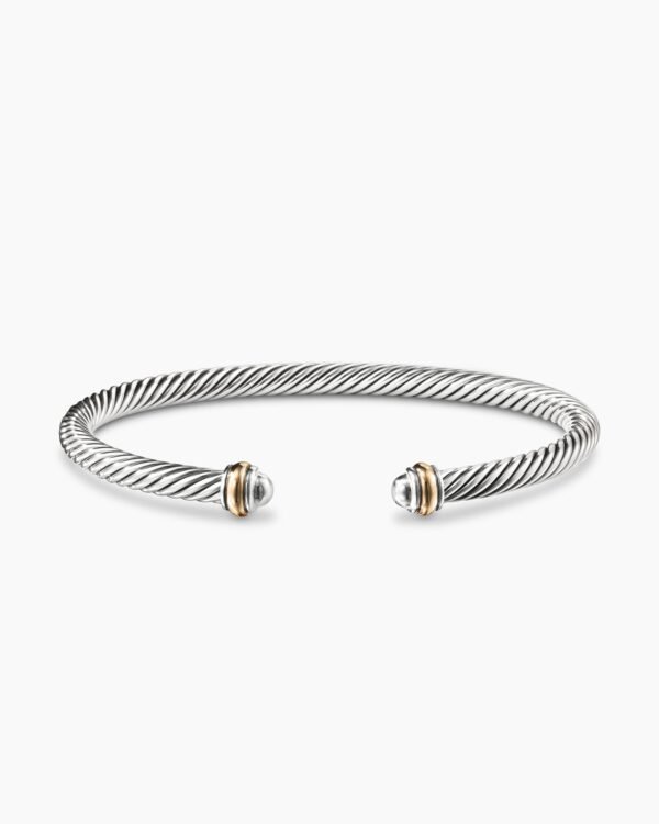 Classic Cable Bracelet Sterling Silver with 18K Yellow Gold, 4mm