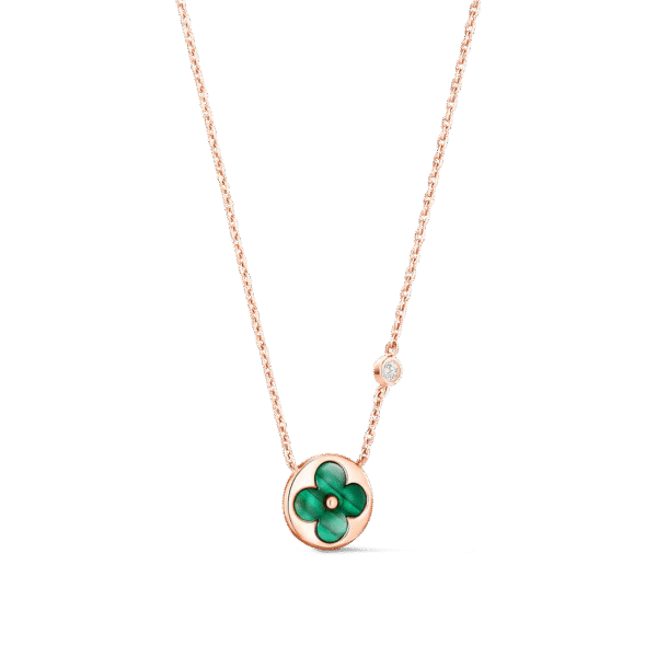 Color Blossom BB Sun Pendant, Pink gold, Malachite and diamond