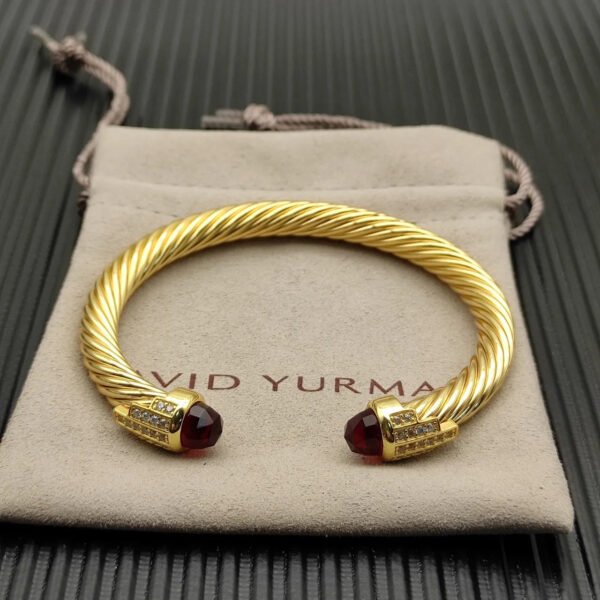 7mm Cable Bracelet with Garnet & Diamond Accents