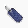 Chevron Tag Sterling Silver with Sapphires, 27mm