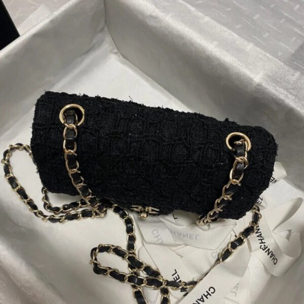 Chanel 20Cm Class-Flap Bag In Black Tweed 1116