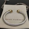 7mm Cable Bracelet with Brown & Diamond Accents ??Gold Cap