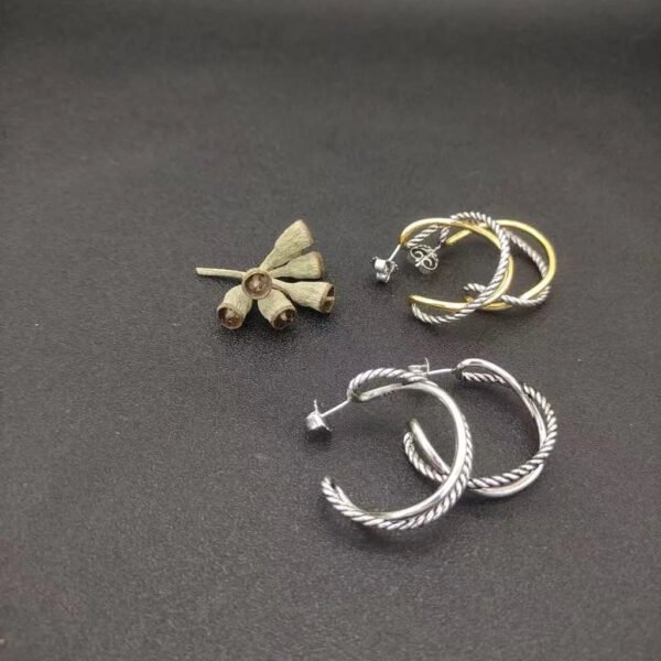 2B42867E-F769-0AE7-4085-898E82DABE9A.jpg Crossover Hoop Earrings Sterling Silver with 18K Yellow Gold 33.7mm - Gold