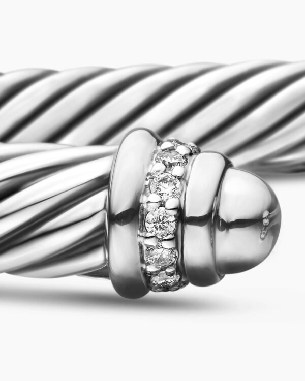 Classic Cable Bracelet Sterling Silver with Diamonds, 5mm