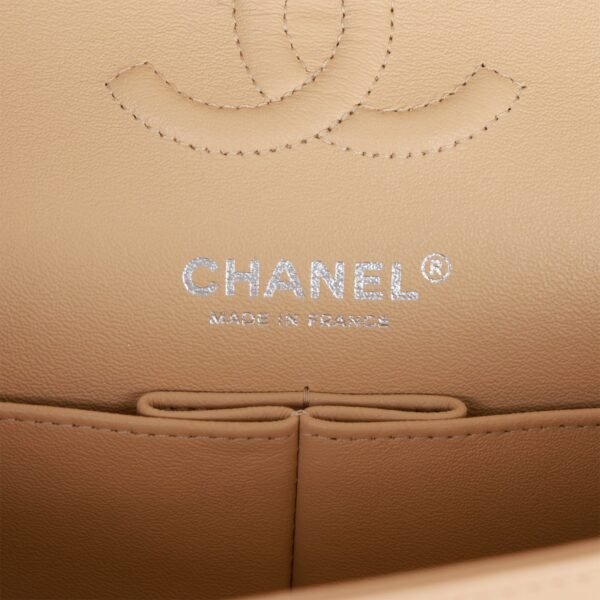 2C11CC6B-F04C-AD43-6F0E-D968FE206D8D.jpg Small Classic Double Flap Beige Lambskin Silver Hardware