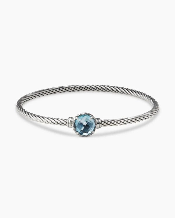 Petite Chatelaine&reg; Bracelet Sterling Silver with Blue Topaz, 3mm - 17cm