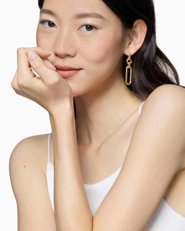 Lexington Double Link Drop Earrings 18K Yellow Gold, 53mm