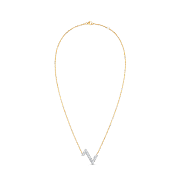 Volt Upside Down Pendant, Yellow Gold, White Gold And Diamonds
