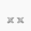 2D3AAA0A-B4A5-1307-519A-543273286484.jpg Petite X Stud Earrings Sterling silver with Diamonds, 8.4mm