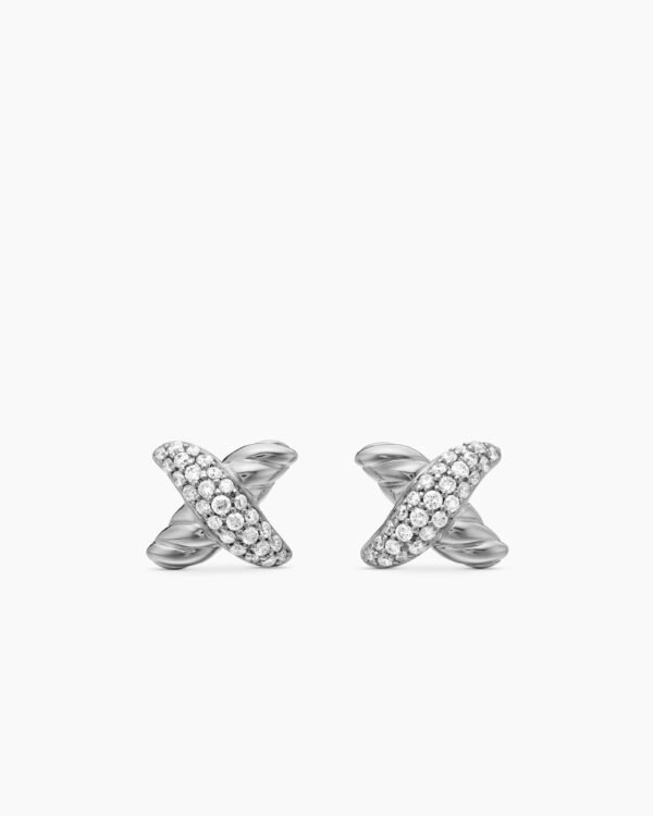 2D3AAA0A-B4A5-1307-519A-543273286484.jpg Petite X Stud Earrings Sterling silver with Diamonds, 8.4mm