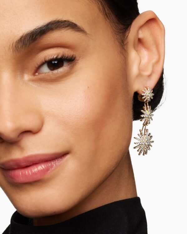 2D9EE208-1022-9B3D-23EB-3C48AFC3945A.jpg Starburst Triple Drop Earrings 18K Yellow Gold with Diamonds, 51mm