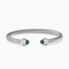 Classic Cable Bracelet Sterling Silver with Hampton Blue Topaz and Diamonds, 5mm