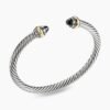 Classic Cable Bracelet Sterling Silver with 14K Yellow Gold and Black Onyx, 5mm