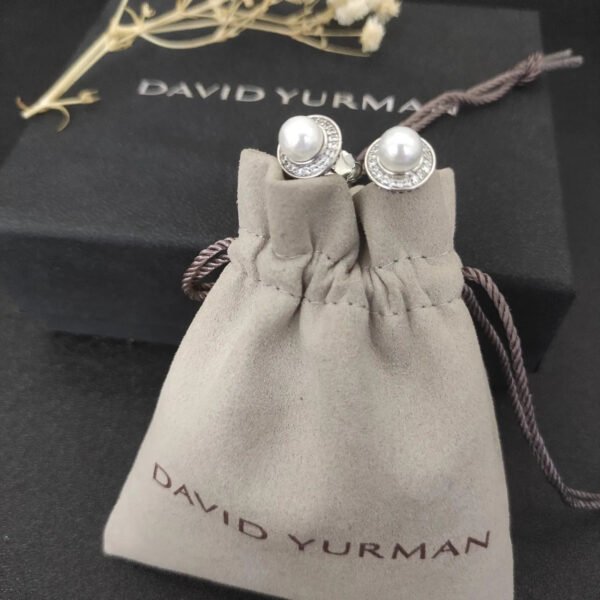Pearl Classics Cable Halo Button Earrings Sterling Silver with Diamonds, 13mm