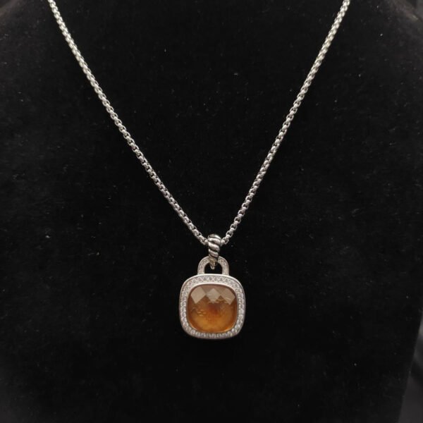 Albion&reg; Pendant Sterling Silver with Citrine and Diamonds, 14mm