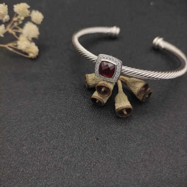 David Yurman  Sterling Silver Diamond Ruby 4mm Noblesse Cable Bracelet