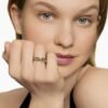 Cable Loop Band Ring Sterling Silver with 18K Yellow Gold - 6
