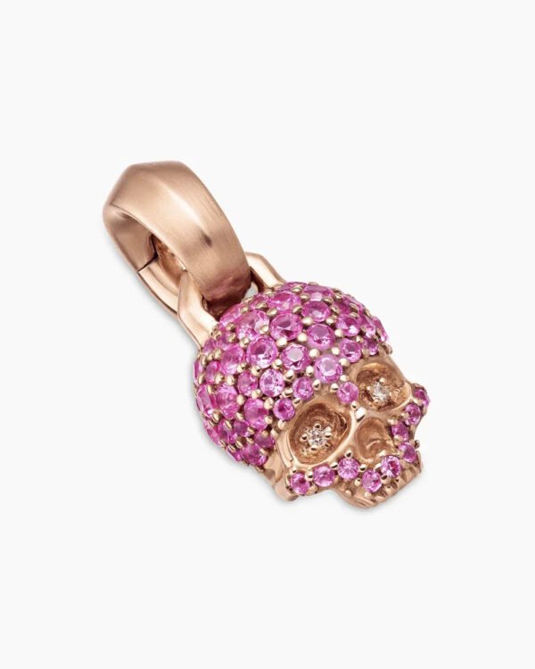 30709568-73D9-F90D-1FDB-02B526408DB7.jpg Skull Amulet Full Pavé Pink Sapphires and 18K Rose Gold, 14mm
