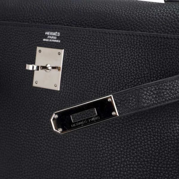 30B5532A-7C55-35FA-5A28-AD89D27F2307.jpg Kelly 28 Retourne Bag Black Togo Leather with Palladium Hardware