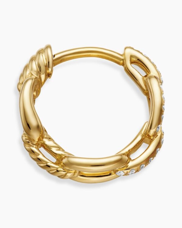 311FDBF1-892B-7D7B-A293-56B911E63147.jpg Stax Chain Link Huggie Hoop Earrings 18K Yellow Gold with Diamonds, 12.5mm