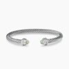 Classic Cable Bracelet Sterling Silver with Prasiolite and Diamonds, 5mm