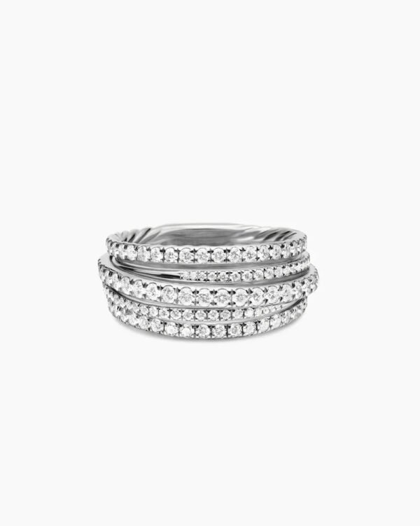Pav&eacute; Crossover Ring 18K White Gold with Diamonds - 6