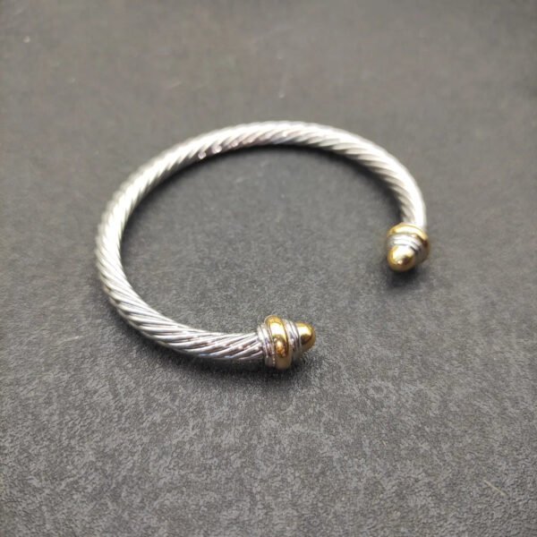 Classic Cable Bracelet Sterling Silver with 14K Yellow Gold and Prasiolite, 5mm