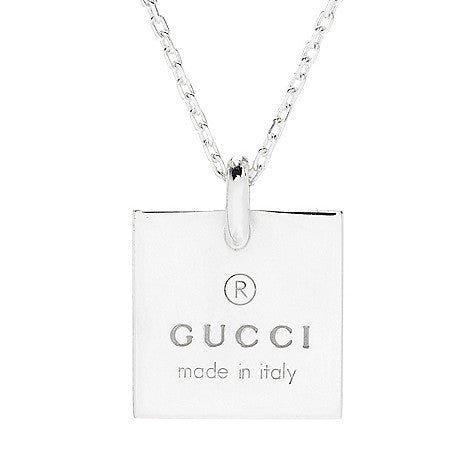 Sterling Silver Trademark Logo Square Pendant Necklace
