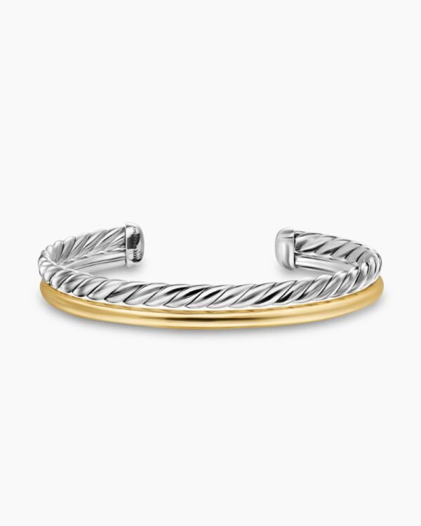 DY Mercer&reg; Two Row Cuff Bracelet Sterling Silver with 18K Yellow Gold, 11mm