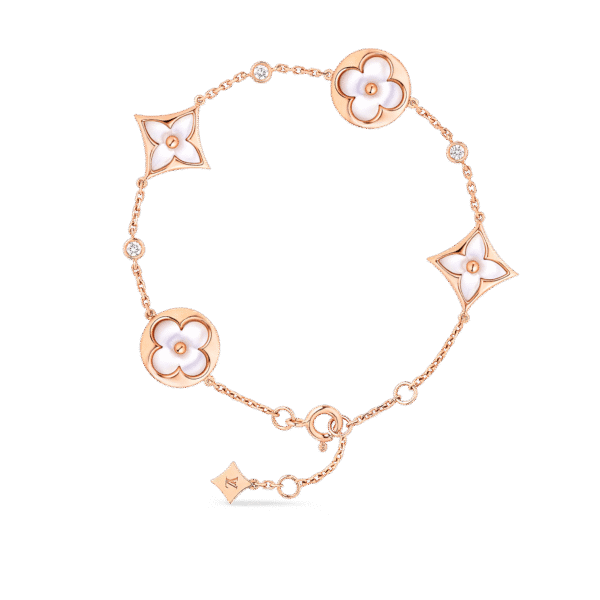 Color Blossom BB Multi-Motifs Bracelet, Pink Gold, White Mother-of-Pearl And Diamonds