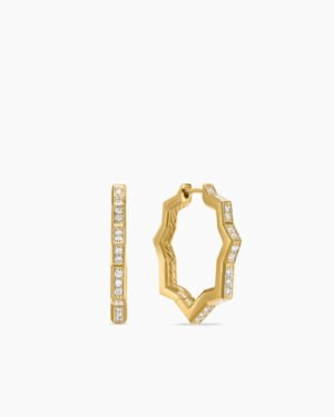 3307646D-57CA-F29F-A662-676C39E6217A.jpg Zig Zag Stax??Hoop Earrings 18K Yellow Gold with Diamonds