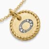 Initial Charm Necklace 18K Yellow Gold with Diamond O