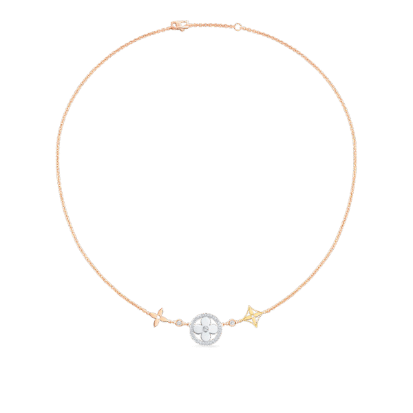 Idylle Blossom XL Necklace, 3 golds and diamonds