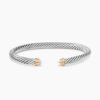 Classic Cable Bracelet Sterling Silver with 14K Yellow Gold and Pearls, 5mm
