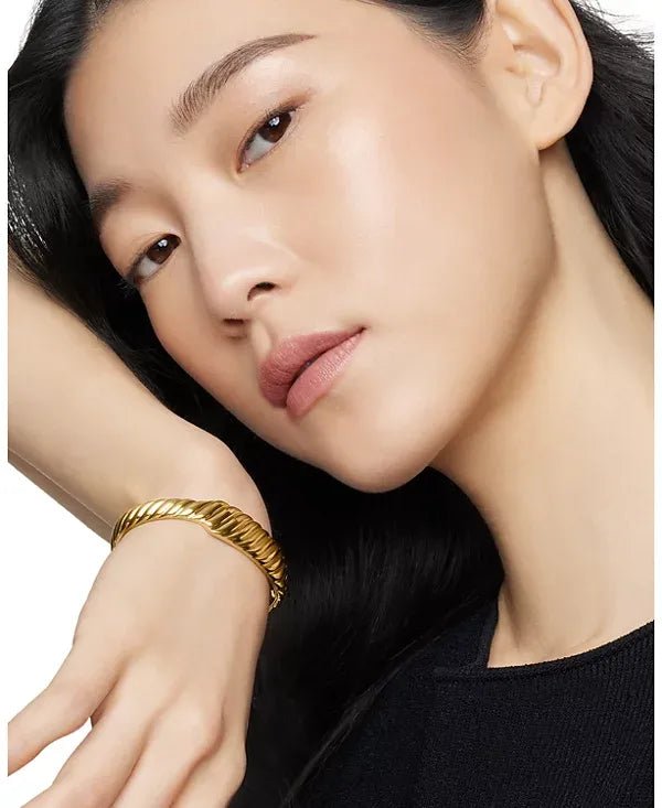 Sculpted Cable Contour Bracelet Sterling Gold, 12.9mm