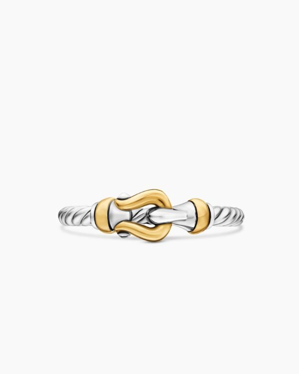 34A7338B-13A5-B680-7CE3-B71BDB3762FC.jpg Petite Buckle Ring Sterling Silver with 18K Yellow Gold, 2mm - 6