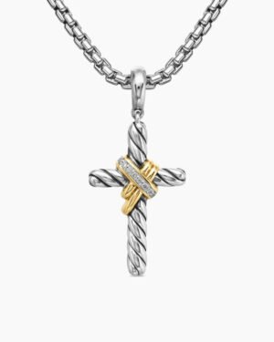 3506B7E4-181C-9540-0977-5DED11CB9335.jpg X Cross Pendant Sterling Silver with 18K Yellow Gold and Diamonds
