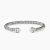 Classic Cable Bracelet Sterling Silver with Pearls and Diamonds, 5mm