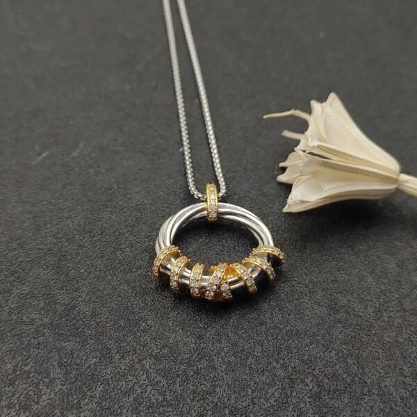 David Yurman Helena Round Pendant Necklace in Sterling Silver and 18K Yellow Gold with Diamonds