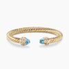 Classic Cablespira Bracelet 18K Yellow Gold with Blue Topaz and Diamonds, 7mm