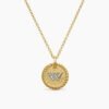 Initial Charm Necklace 18K Yellow Gold with Diamond W
