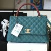 Chanel Large Flap Bag With Top Handle Teal For Women, Womens Handbags, Shoulder And Crossbody Bags 11in/28cm A92991