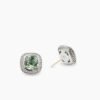 Albion Stud Earrings Sterling Silver with Prasiolite and Diamonds, 7mm