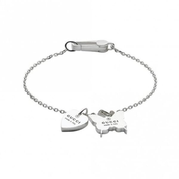 Metallic Heart & Butterfly Charm Bracelet