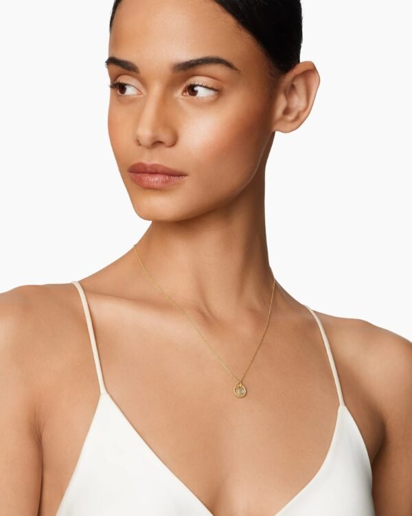 Initial Charm Necklace 18K Yellow Gold with Diamond D