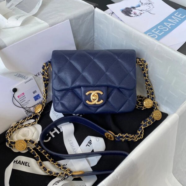 Chanel Mini Flap Bag With Top Handle Gold Hardware Navy Blue For Women, Women&rsquo;s Handbags, Shoulder Bags 7.9in/20cm AS2431 B08846 NJ532