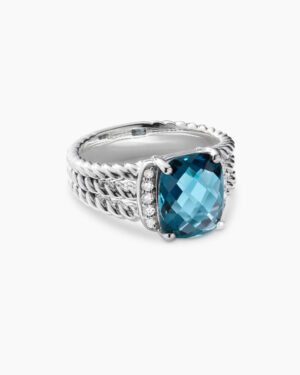 Petite Wheaton&reg; Sterling Silver with Hampton Blue Topaz and Diamonds, 10mm