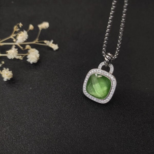 Albion&reg; Pendant Sterling Silver with Prasiolte and Diamonds, 14mm