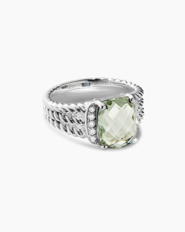 Petite Wheaton Sterling Silver with Prasiolite and Diamonds, 10mm